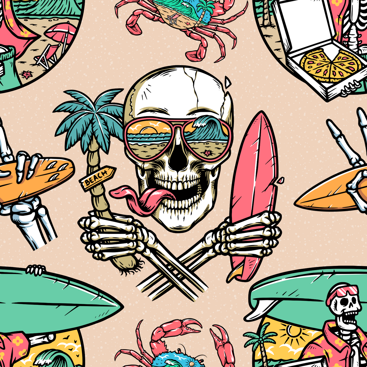 Surfer skull-tan
