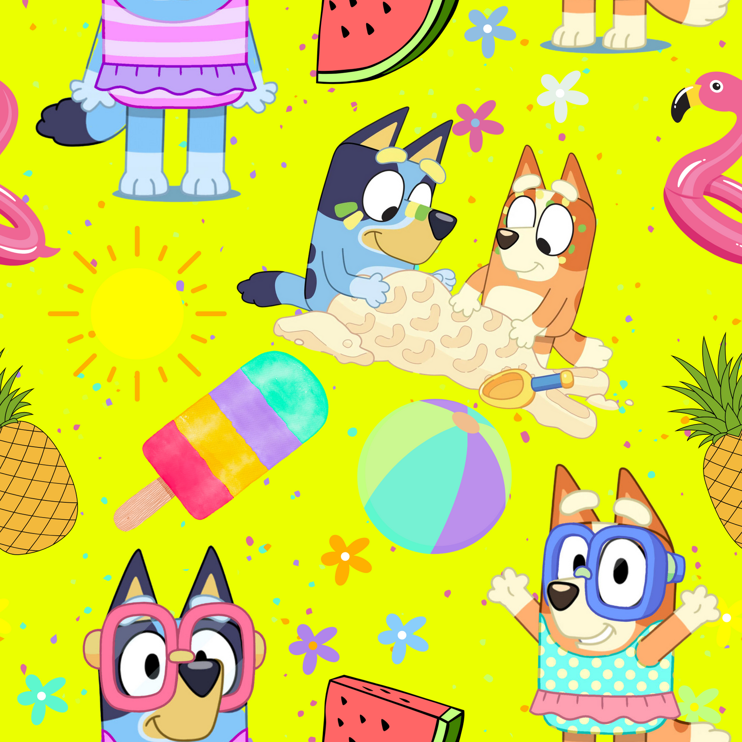Blue dog summer neon yellow