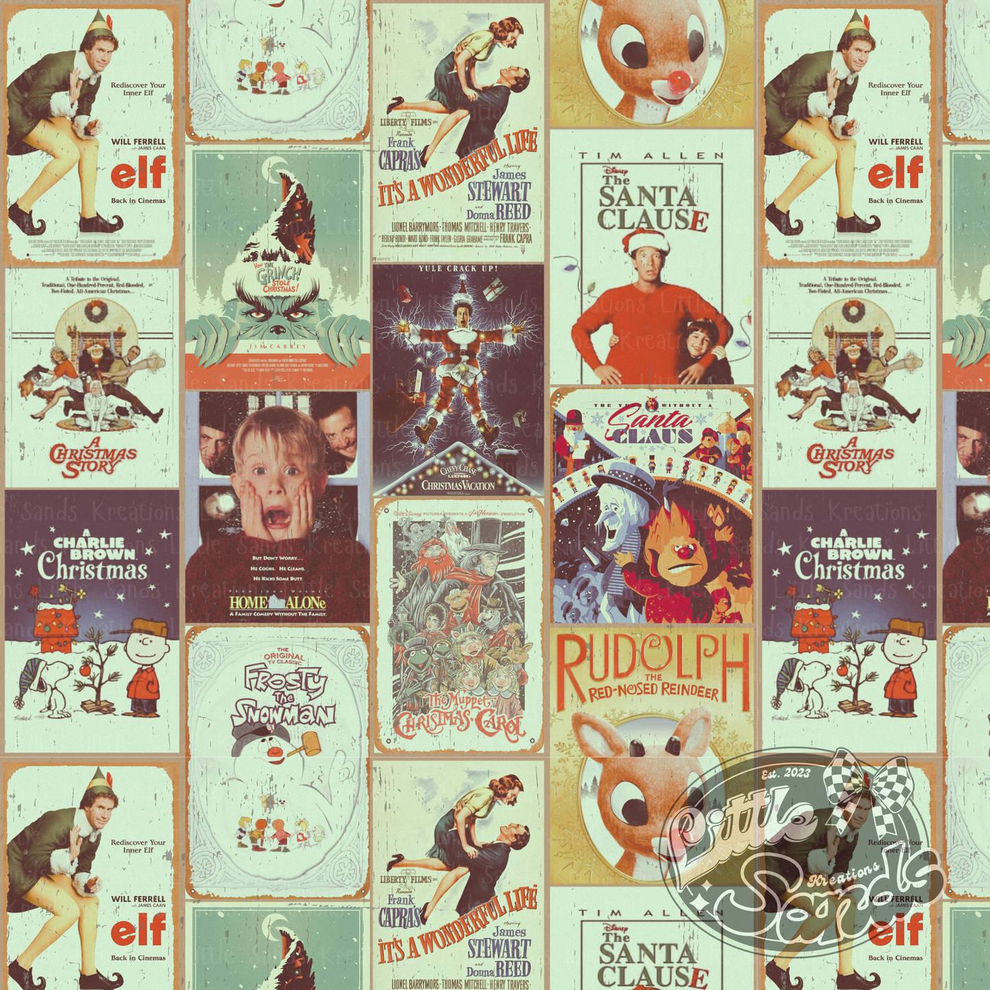 Vintage Christmas poster seamless