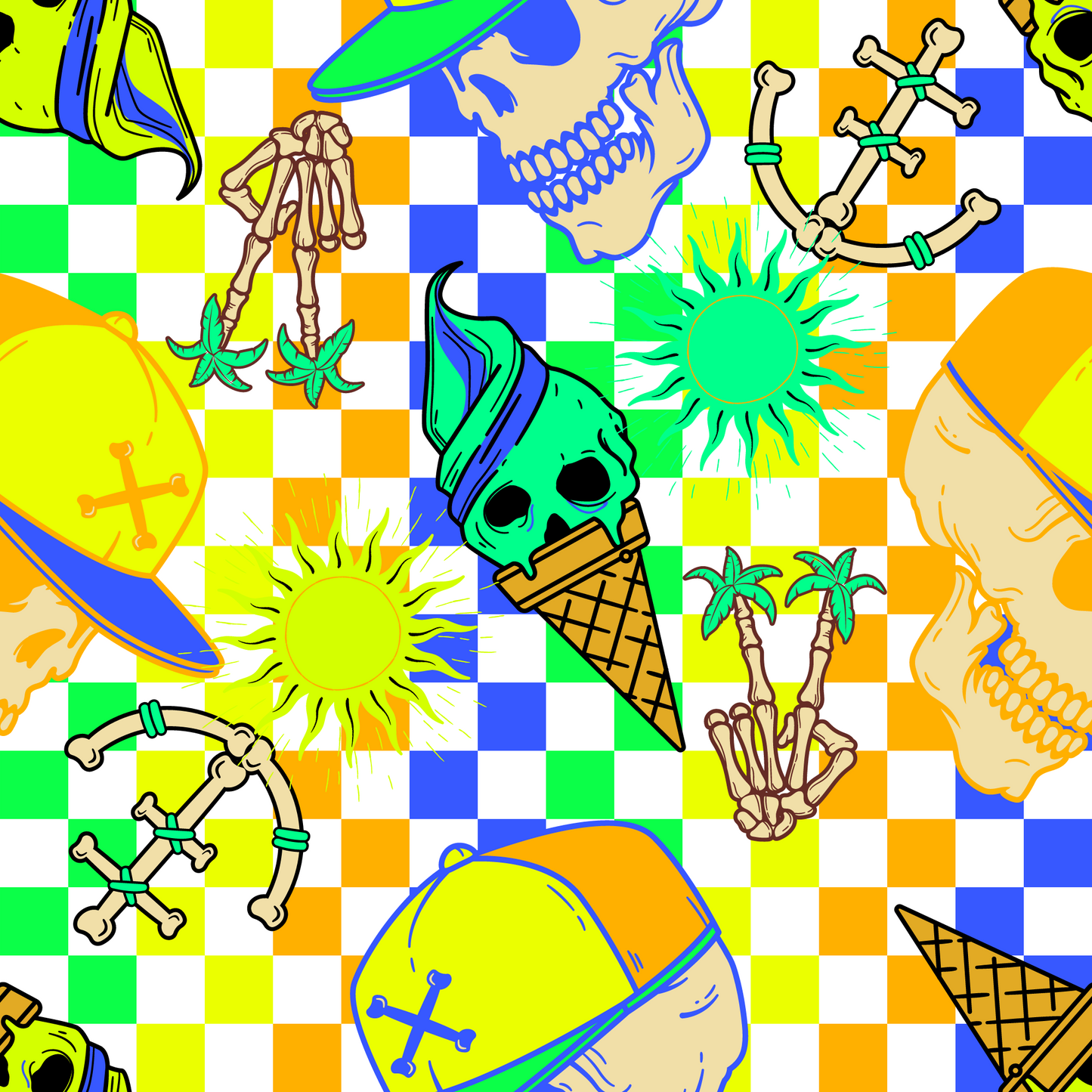 Neon boy checkers