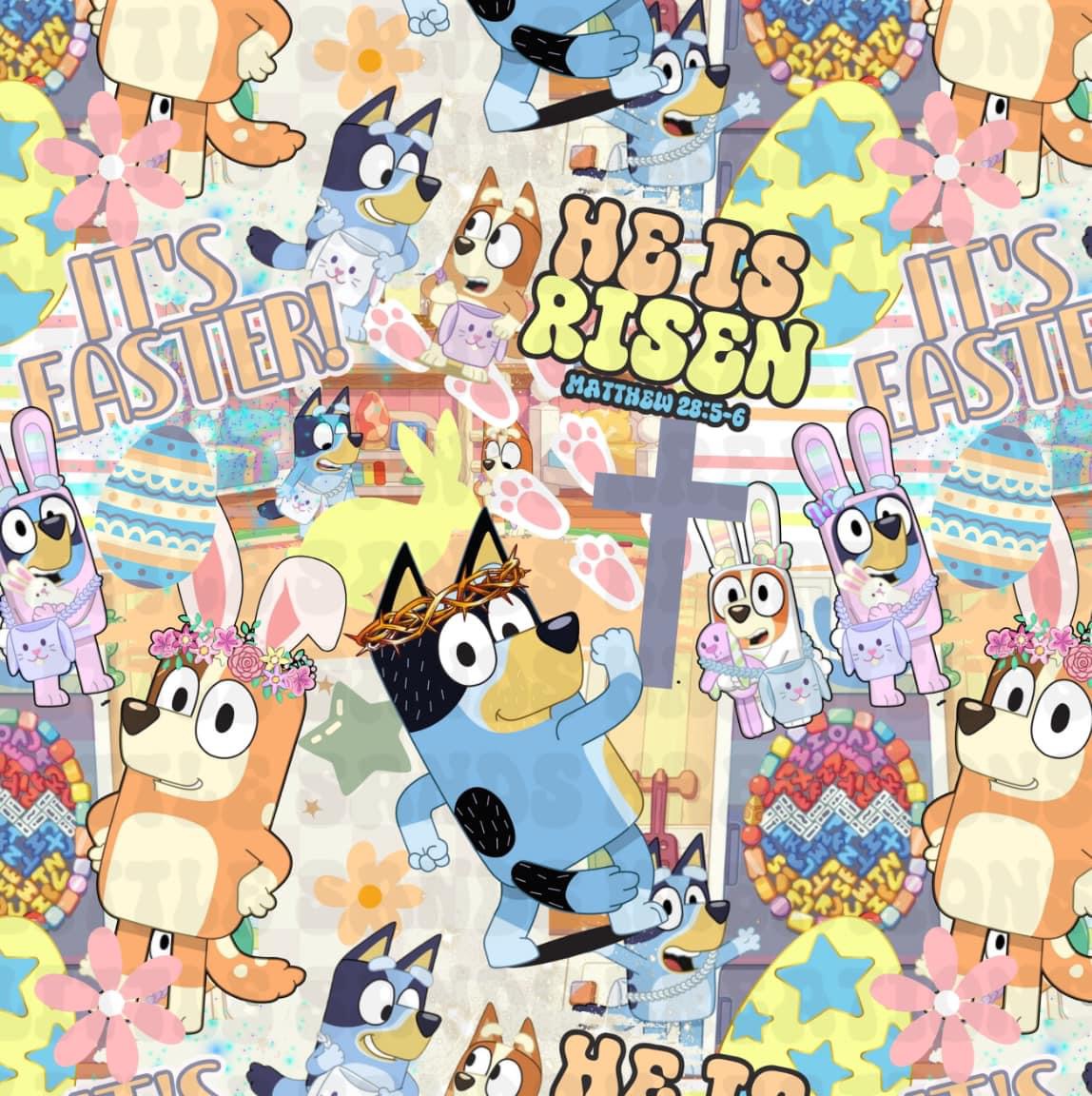 Blue dog easter collage
