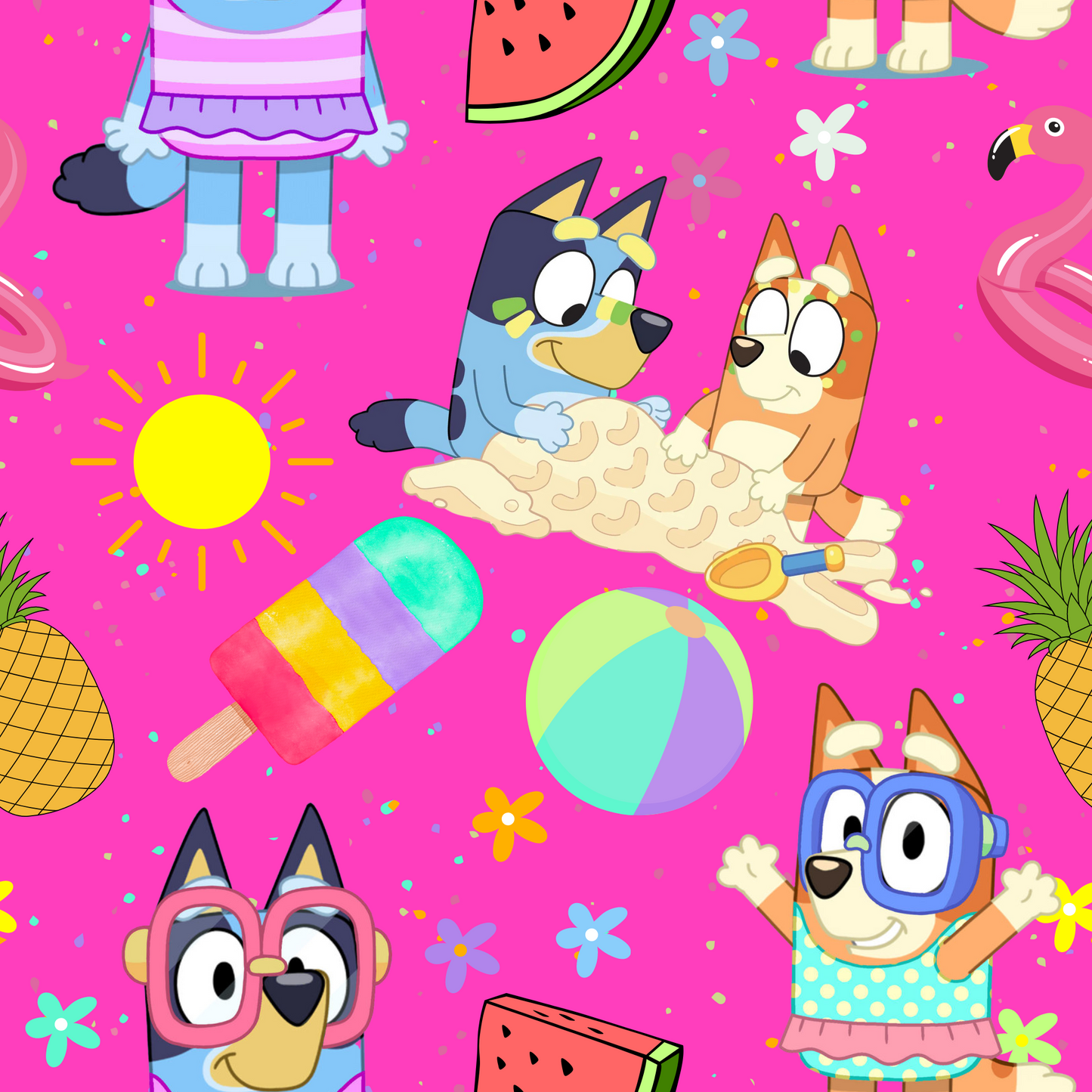 Blue dog summer neon pink