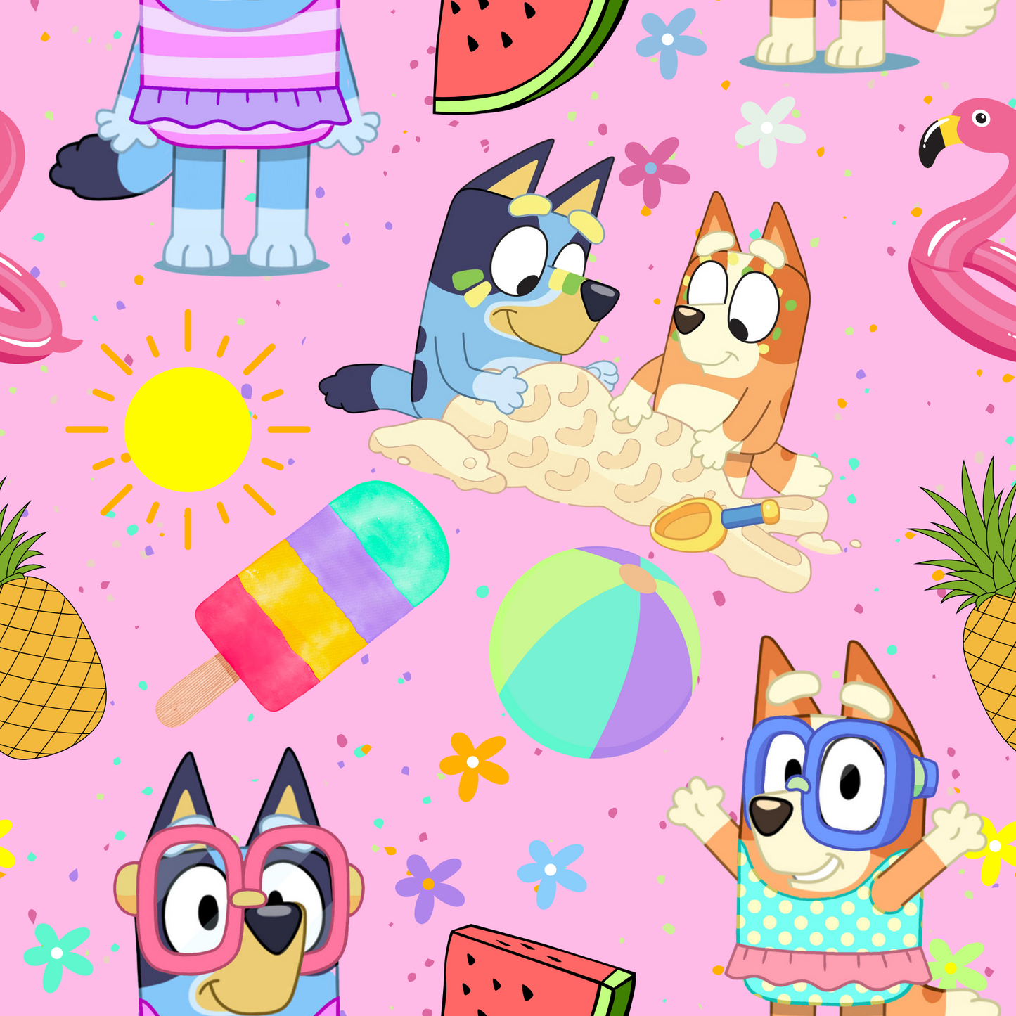 blue dog summer pink