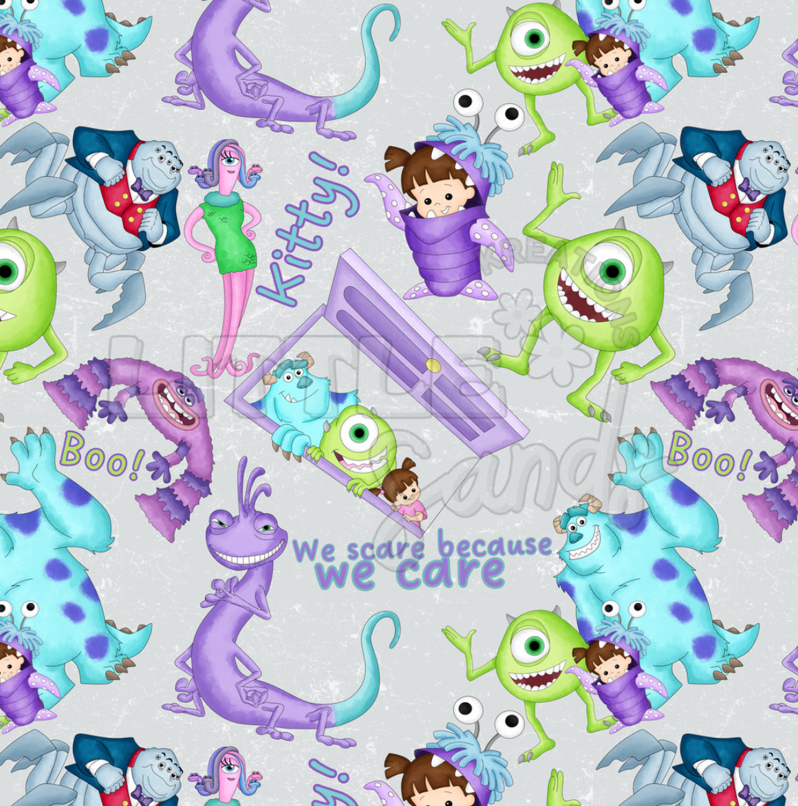 Monsters watercolor seamless