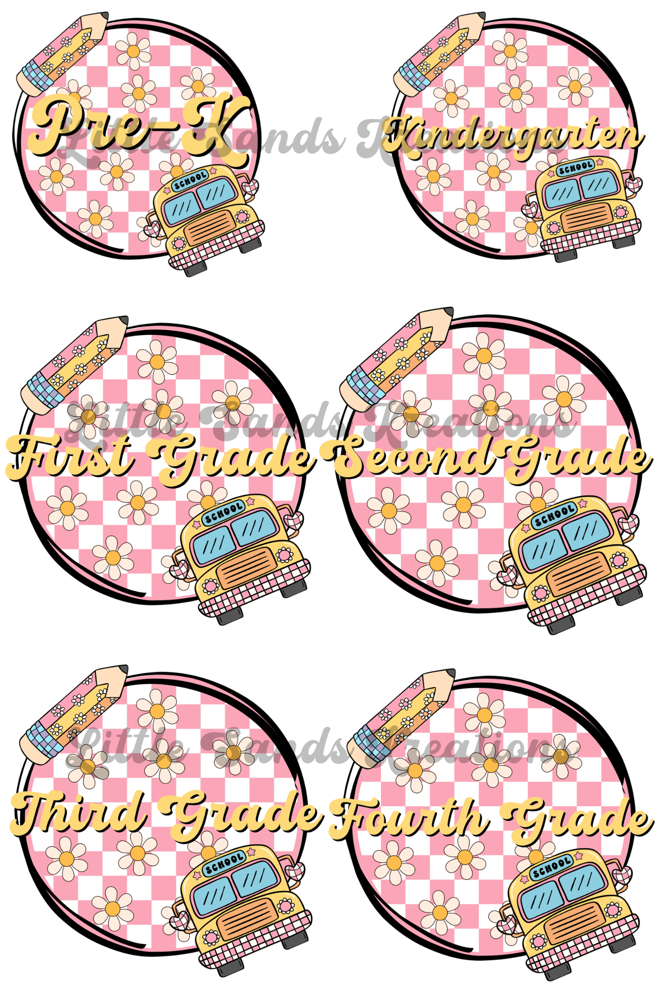 Groovy grade school PNGs bundle of 6