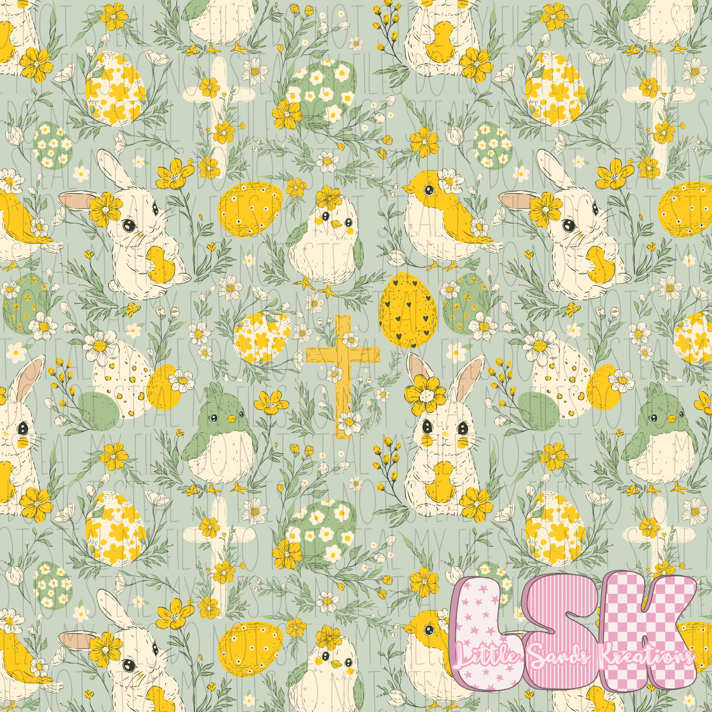 Green floral Easter