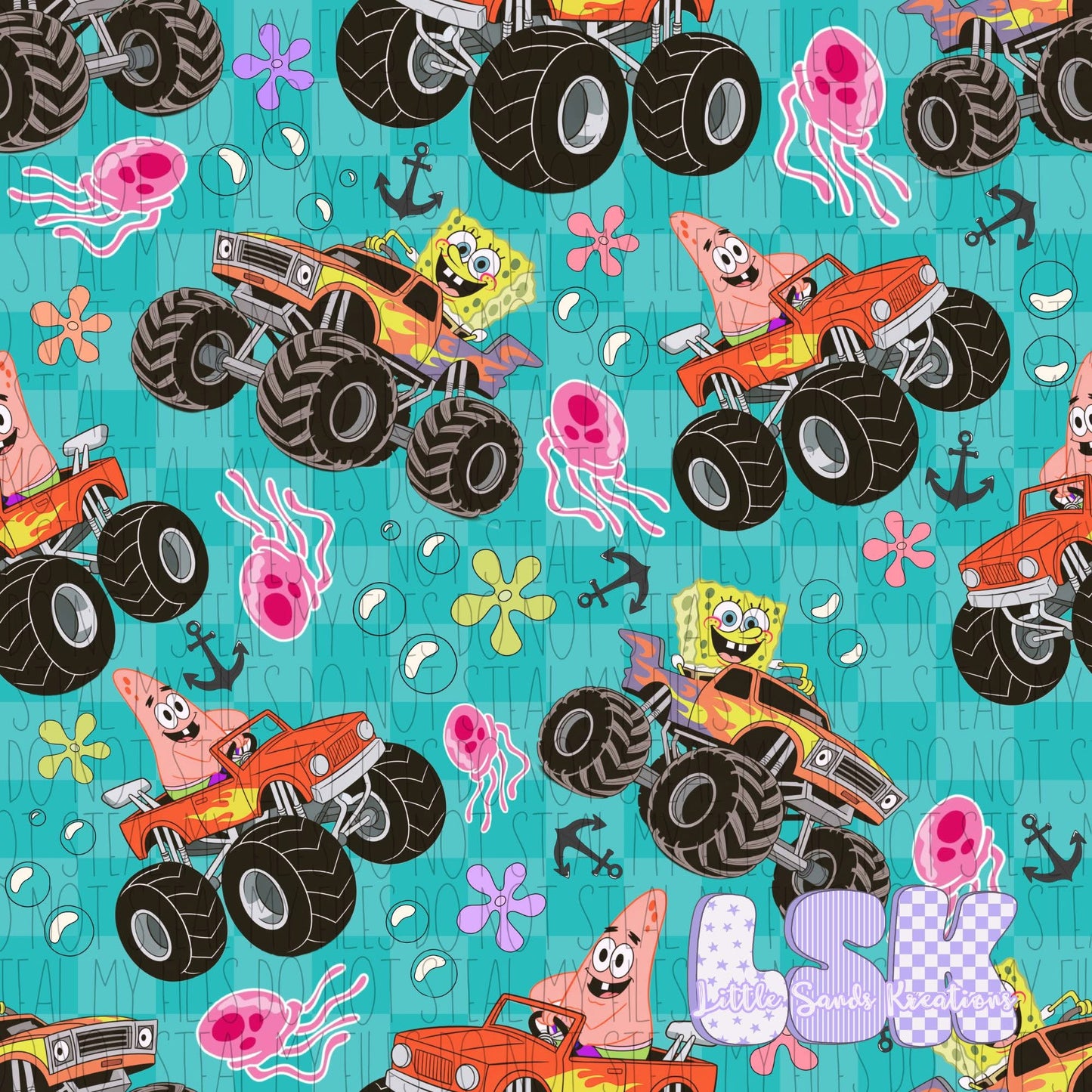 Sponge trucks-teal