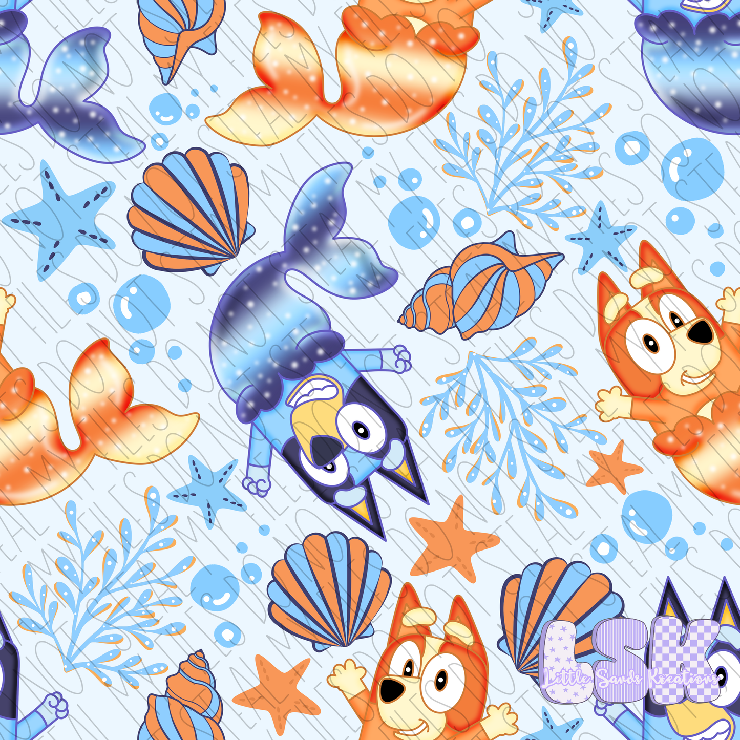 Blue dog mermaid