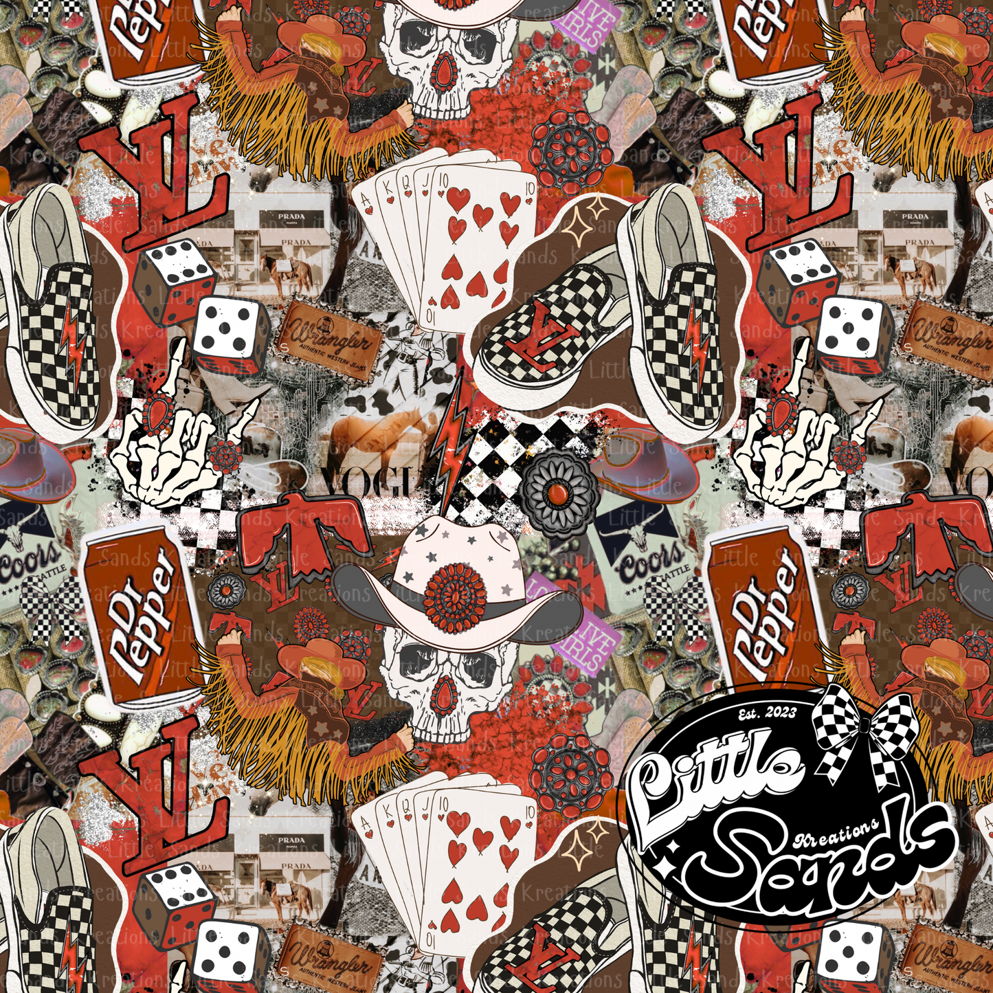 Fancy cowgirl collage-red