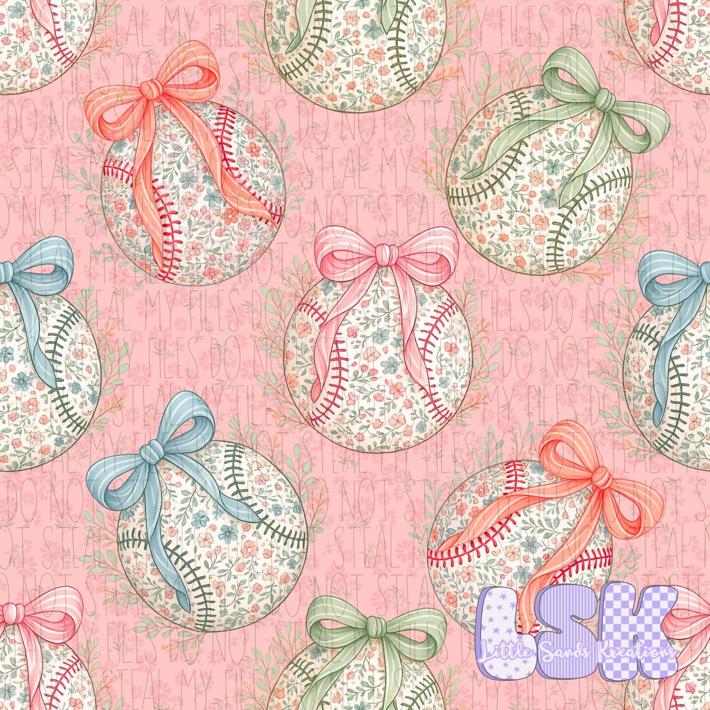 Floral baseball-peach