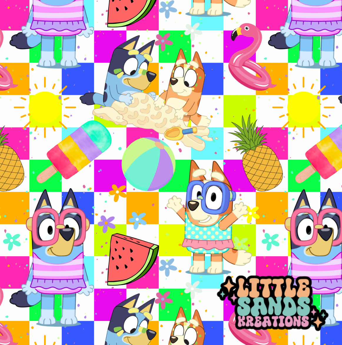Blue dog summer checkers