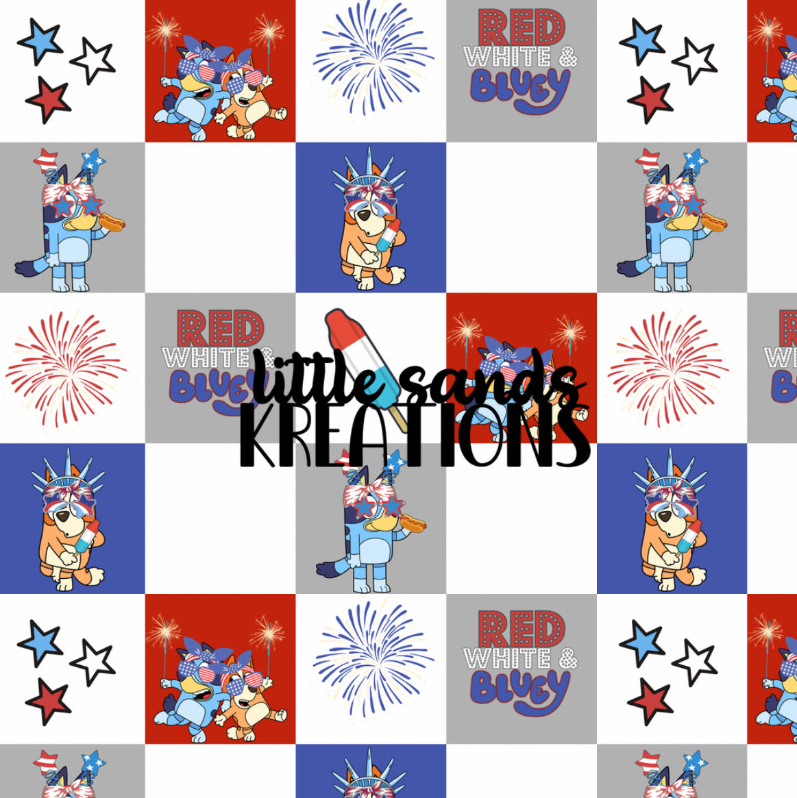 Red white and bluey checkers