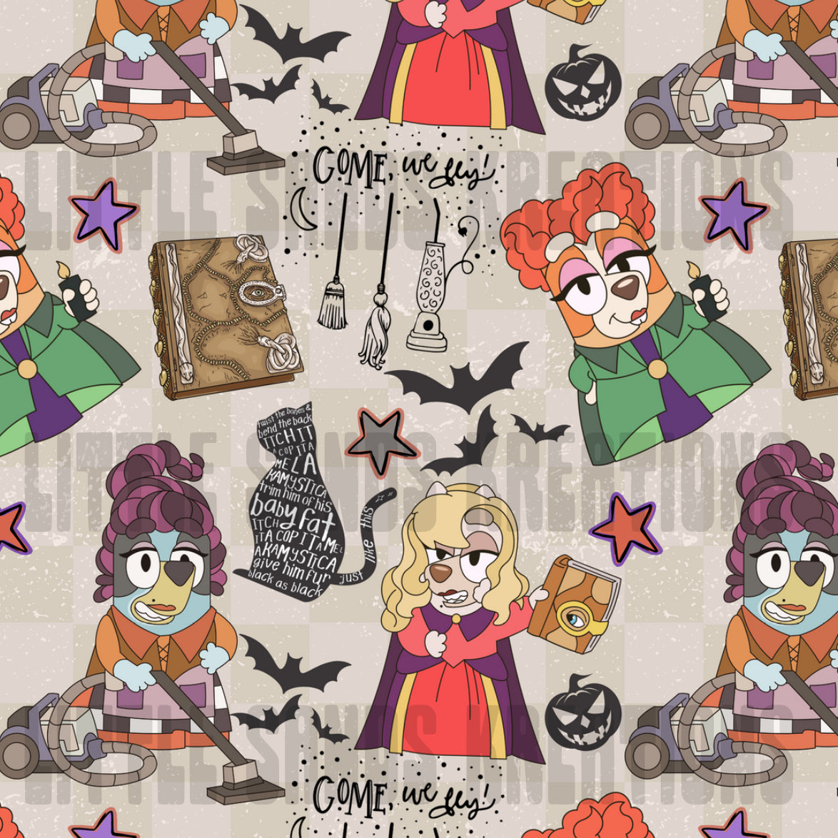 Blue dog witches seamless X2! 2 colors for 1 price!