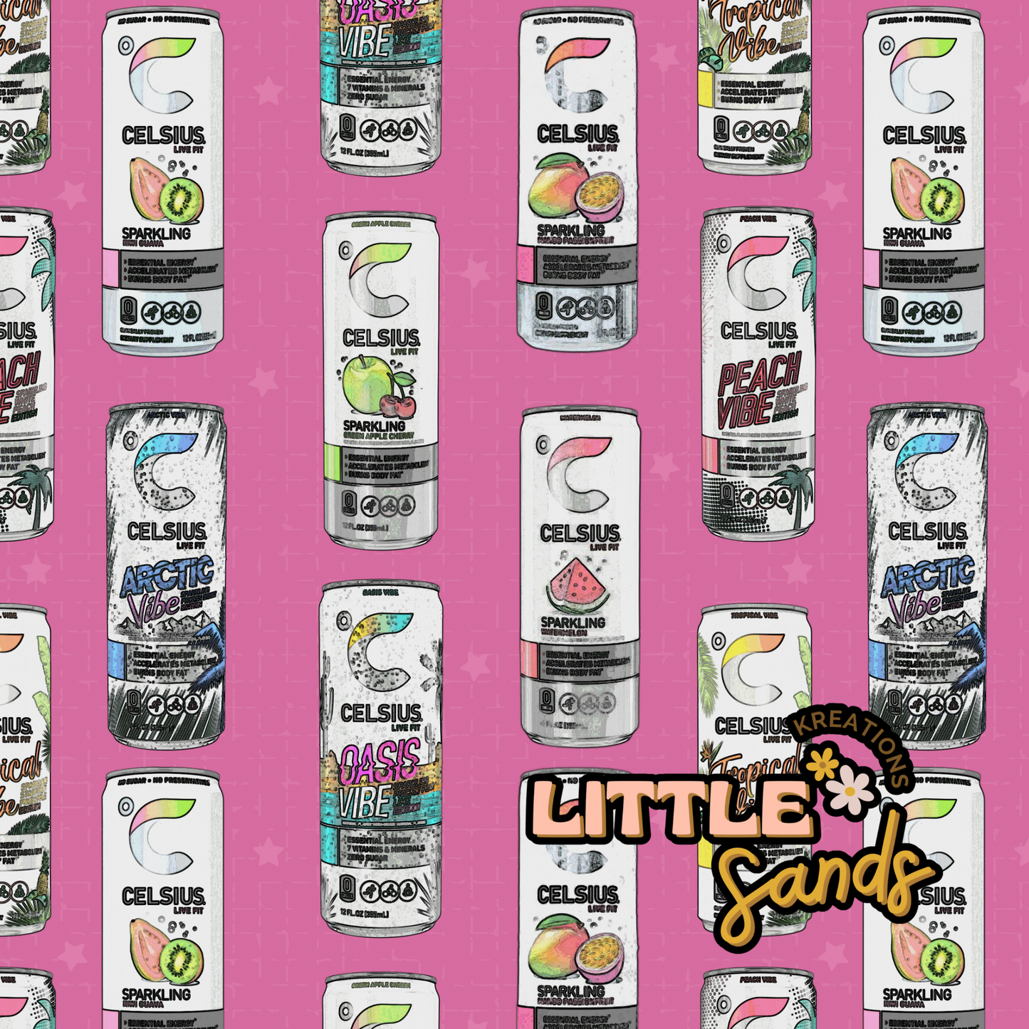 Energy drink seamless-pink