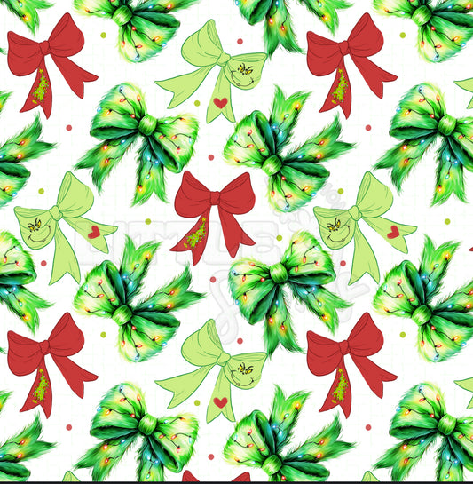 Green bows-white background