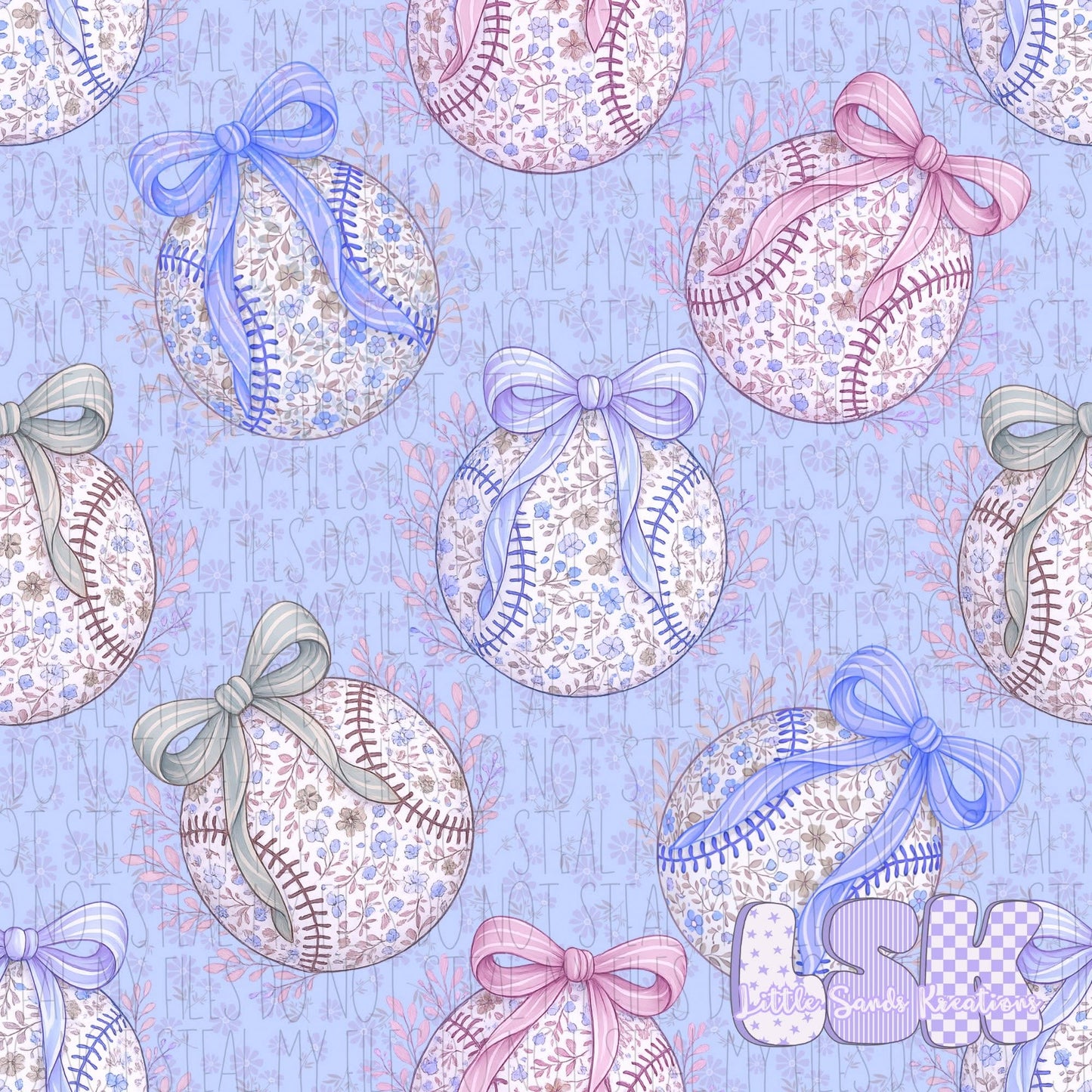 Baseball floral-purple