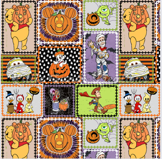 Halloween character patchwork seamless