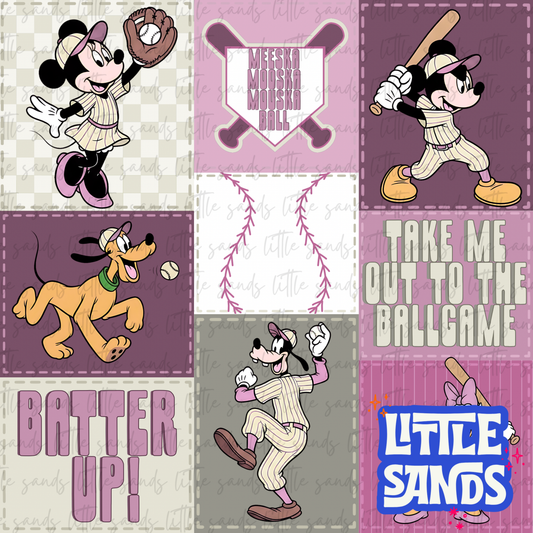 Mouse baseball patchwork-pink