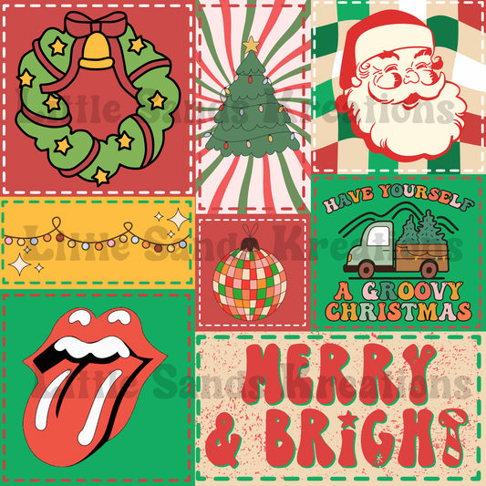 Retro Christmas patchwork seamless