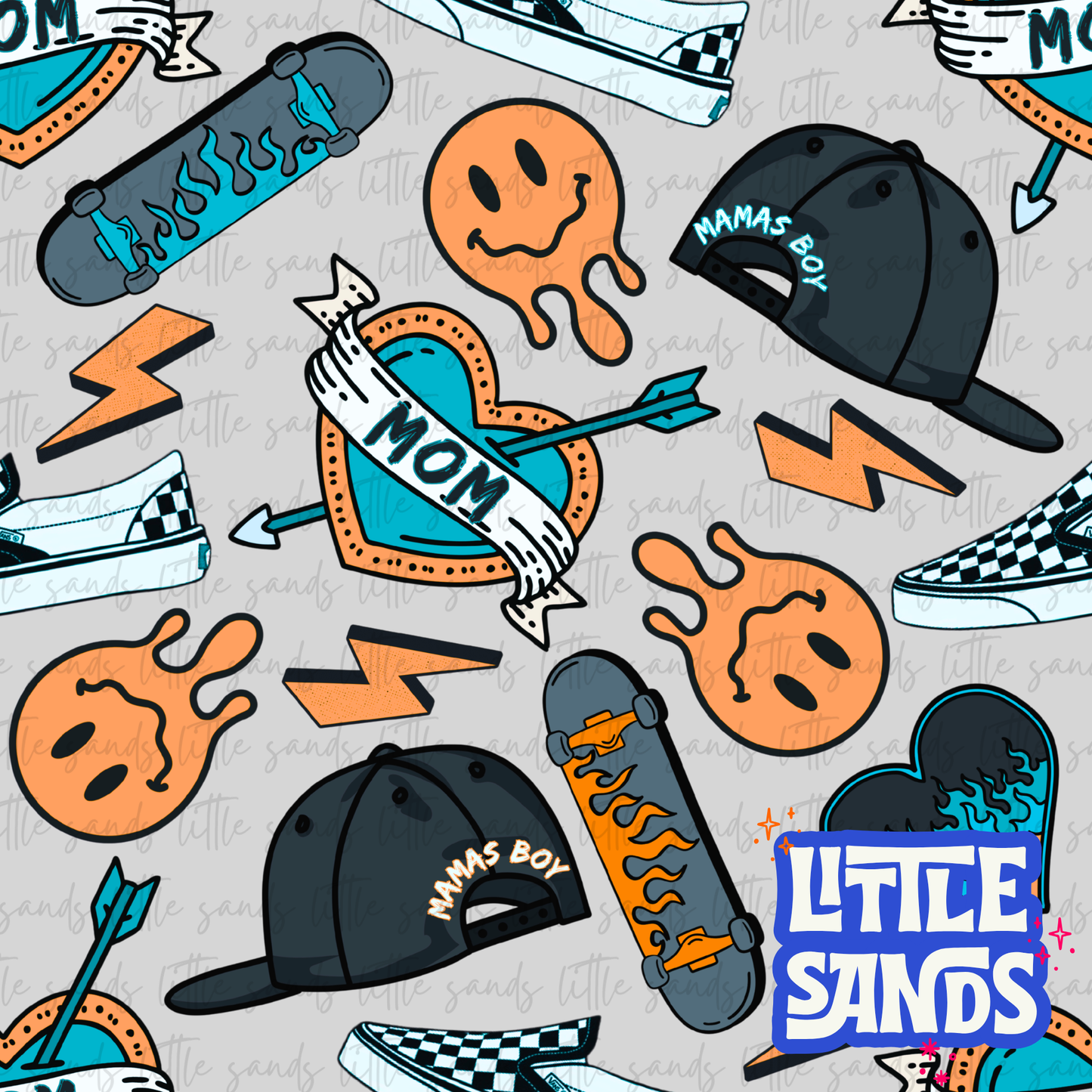Mamas boy-orange and teal