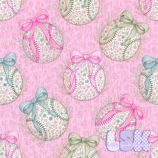 Floral baseball-pink