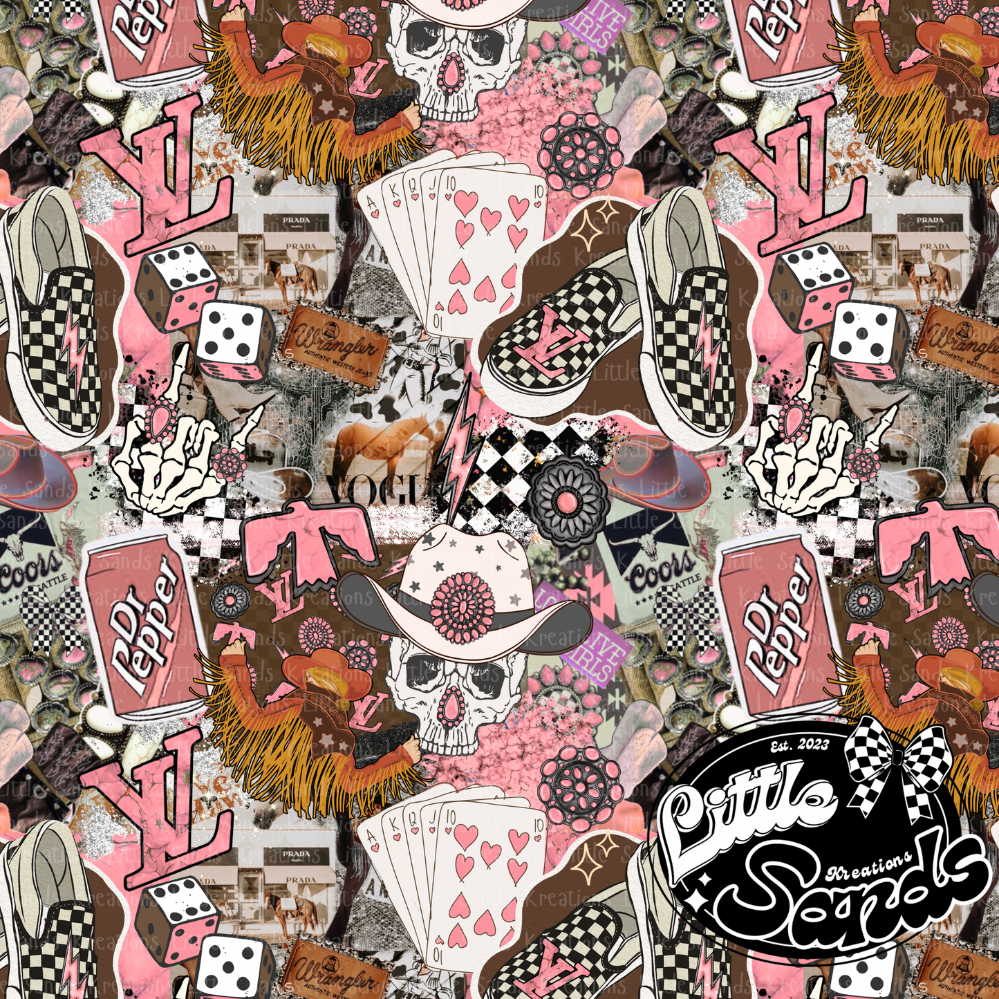 Fancy cowgirl collage-baby pink