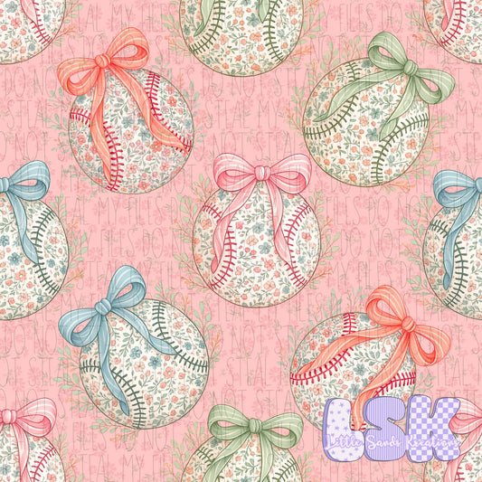 Floral baseball-peach